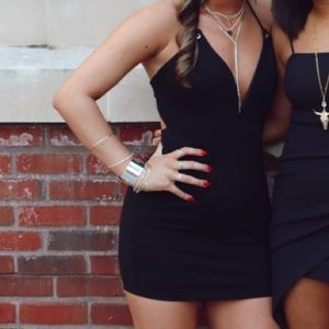 Black V-Neck Cocktail Dress